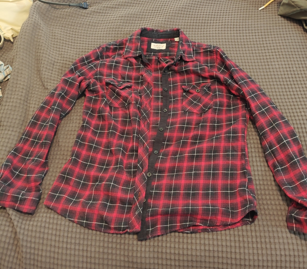 Weatherproof Red and Black Plaid Button-Down Shirt